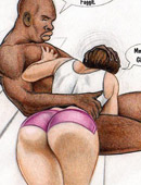 Apple butt toon brunette willingly sucking black dong before licking black ass hole.